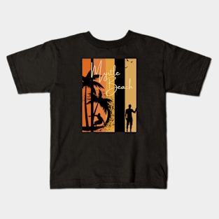 myrtle beach palm tree surfer design Kids T-Shirt